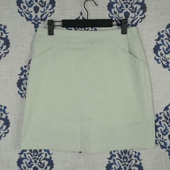 Mario Serrani Italy Striped Green Skort Womens M NEW Pockets Lined Stretch - Picture 1 of 8